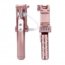 Wireless Pocket Bluetooth Remote Shutter Selfie Stick LED Fill Light with Mirror for Apple Android Smartphones - Rose Gold